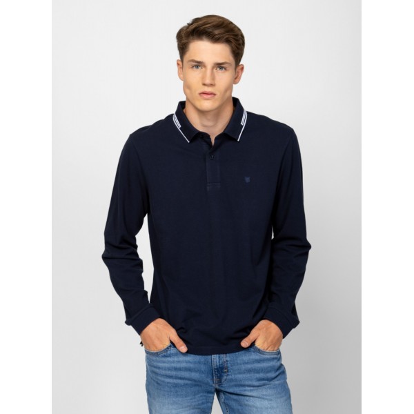 Heavy Tools CARTER Férfi galléros hosszúujjú póló / navy