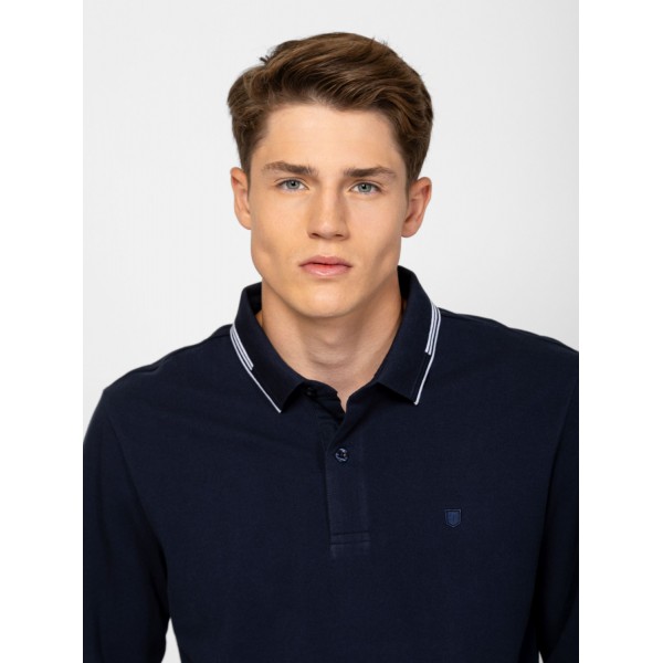 Heavy Tools CARTER Férfi galléros hosszúujjú póló / navy