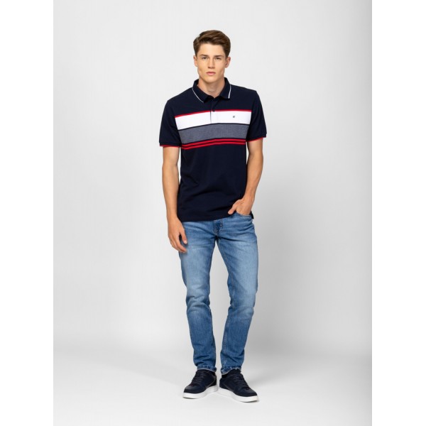 Heavy Tools DRUMW25 Férfi galléros rövidujjú póló / navy