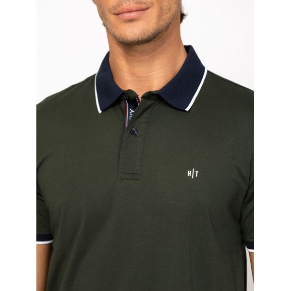 Heavy Tools DIMES Férfi galléros rövidujjú póló / forest