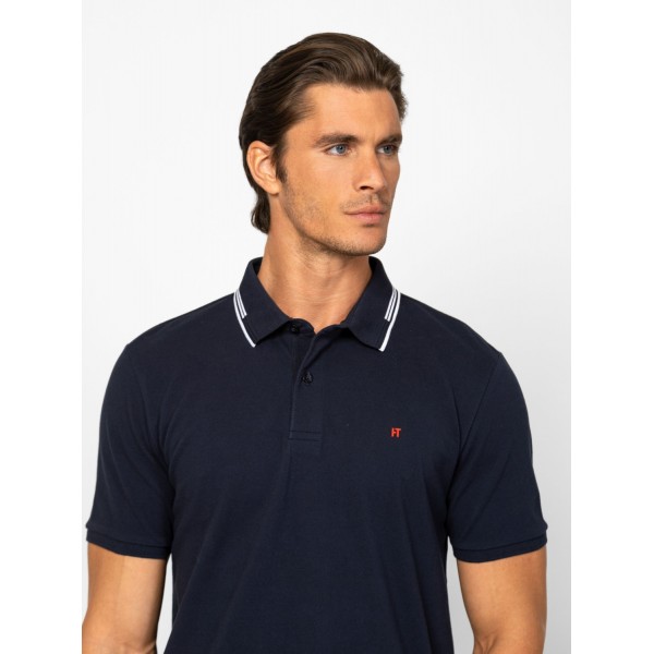 Heavy Tools DRISCOL Férfi galléros rövidujjú póló / navy