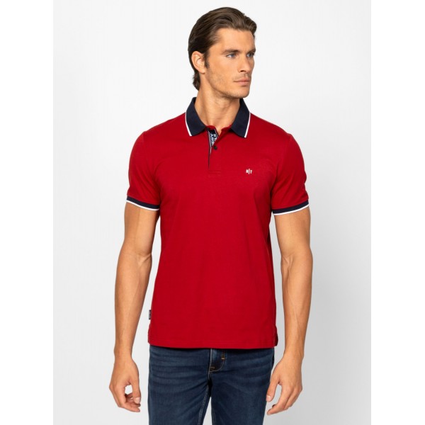 Heavy Tools DIMES Férfi galléros rövidujjú póló / sangria