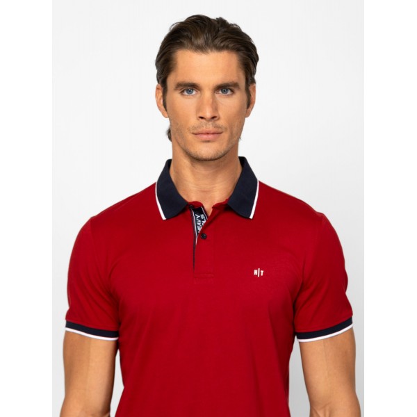 Heavy Tools DIMES Férfi galléros rövidujjú póló / sangria